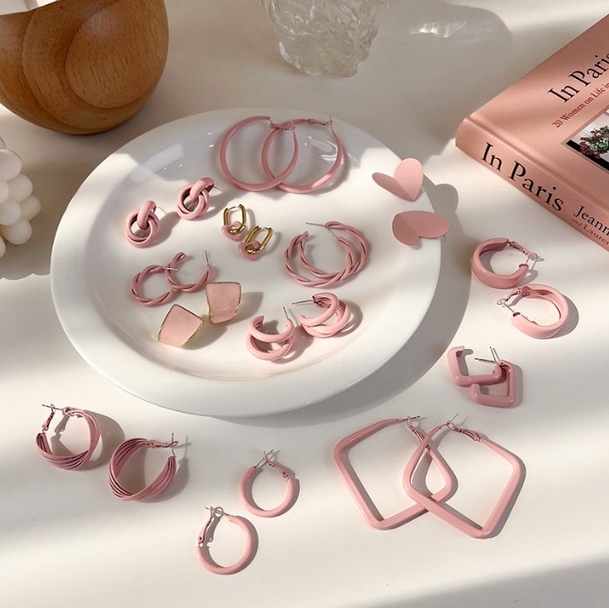 Pink Enamel Earrings Collection 